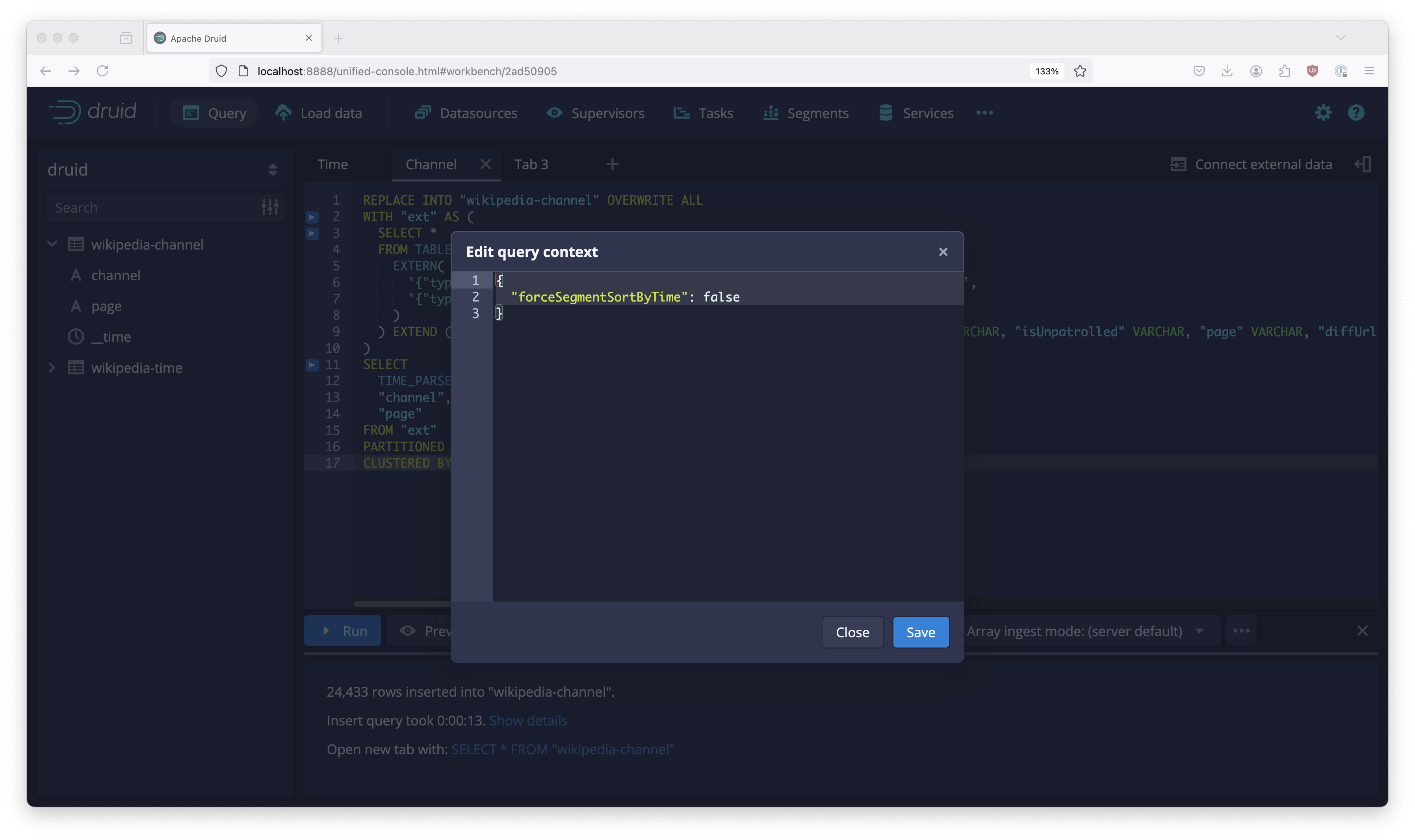 Query context with sort flag